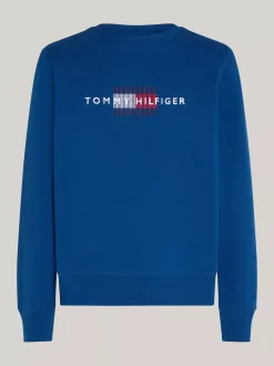 Bluzy Dresowe & Z Kapturem*Tommy Hilfiger Bluza Z Okrągłym Dekoltem I Wyszywanym Logo DEEP INDIGO