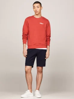 Bluzy Dresowe & Z Kapturem*Tommy Hilfiger Bluza Z Okrągłym Dekoltem I Logo Na Piersi TERRA RED