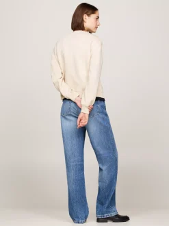 Bluzy Dresowe & Z Kapturem*Tommy Hilfiger Bluza Z Okrągłym Dekoltem I Logo CLASSIC BEIGE