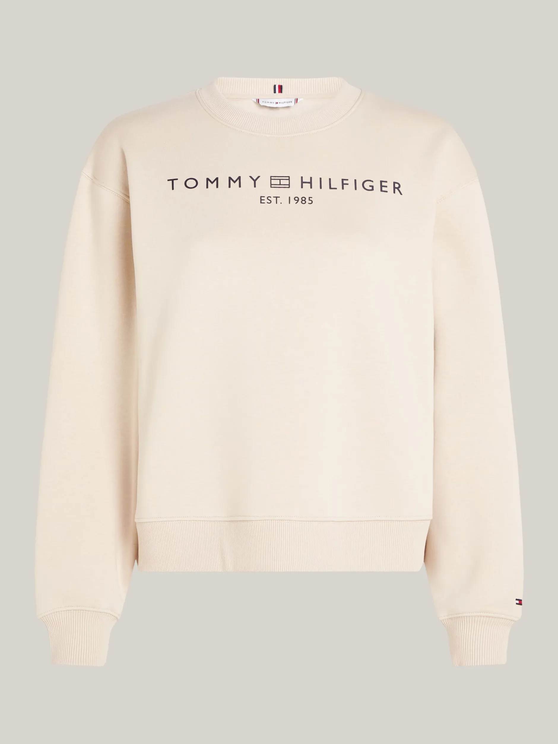 Bluzy Dresowe & Z Kapturem*Tommy Hilfiger Bluza Z Okrągłym Dekoltem I Logo CLASSIC BEIGE