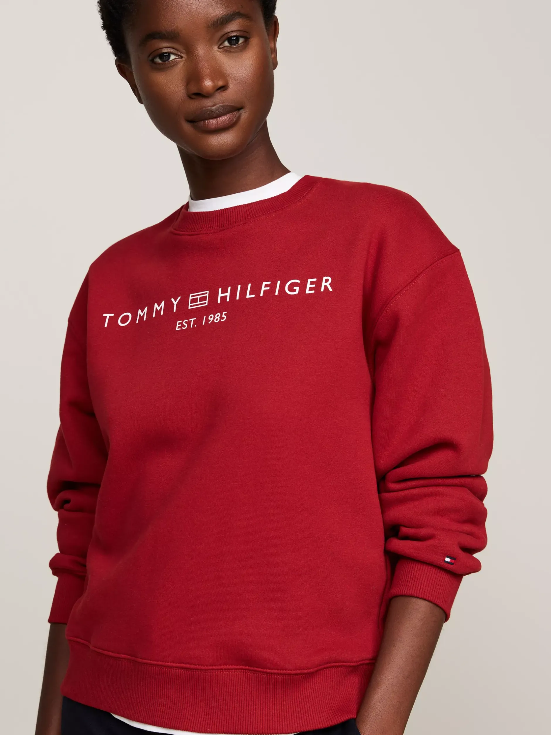 Bluzy Dresowe & Z Kapturem*Tommy Hilfiger Bluza Z Okrągłym Dekoltem I Logo DARK MAGMA