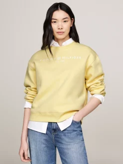 Bluzy Dresowe & Z Kapturem*Tommy Hilfiger Bluza Z Okrągłym Dekoltem I Logo LEMON ZEST