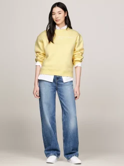 Bluzy Dresowe & Z Kapturem*Tommy Hilfiger Bluza Z Okrągłym Dekoltem I Logo LEMON ZEST