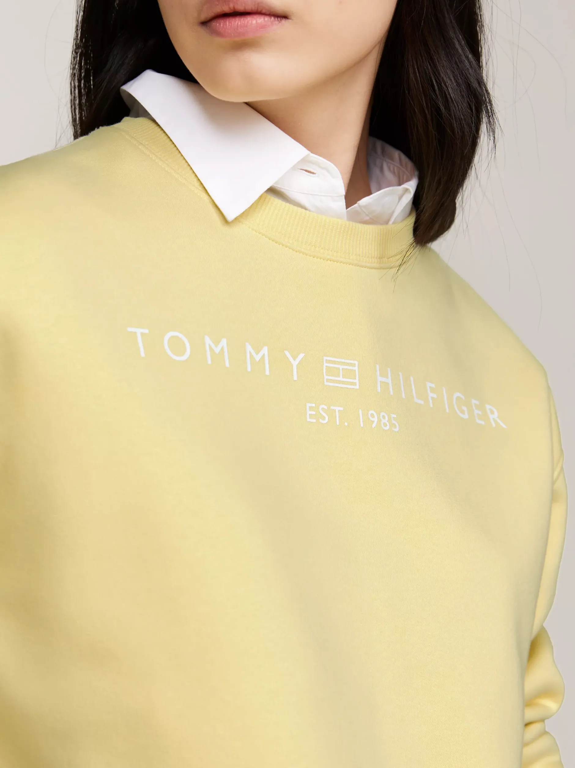 Bluzy Dresowe & Z Kapturem*Tommy Hilfiger Bluza Z Okrągłym Dekoltem I Logo LEMON ZEST