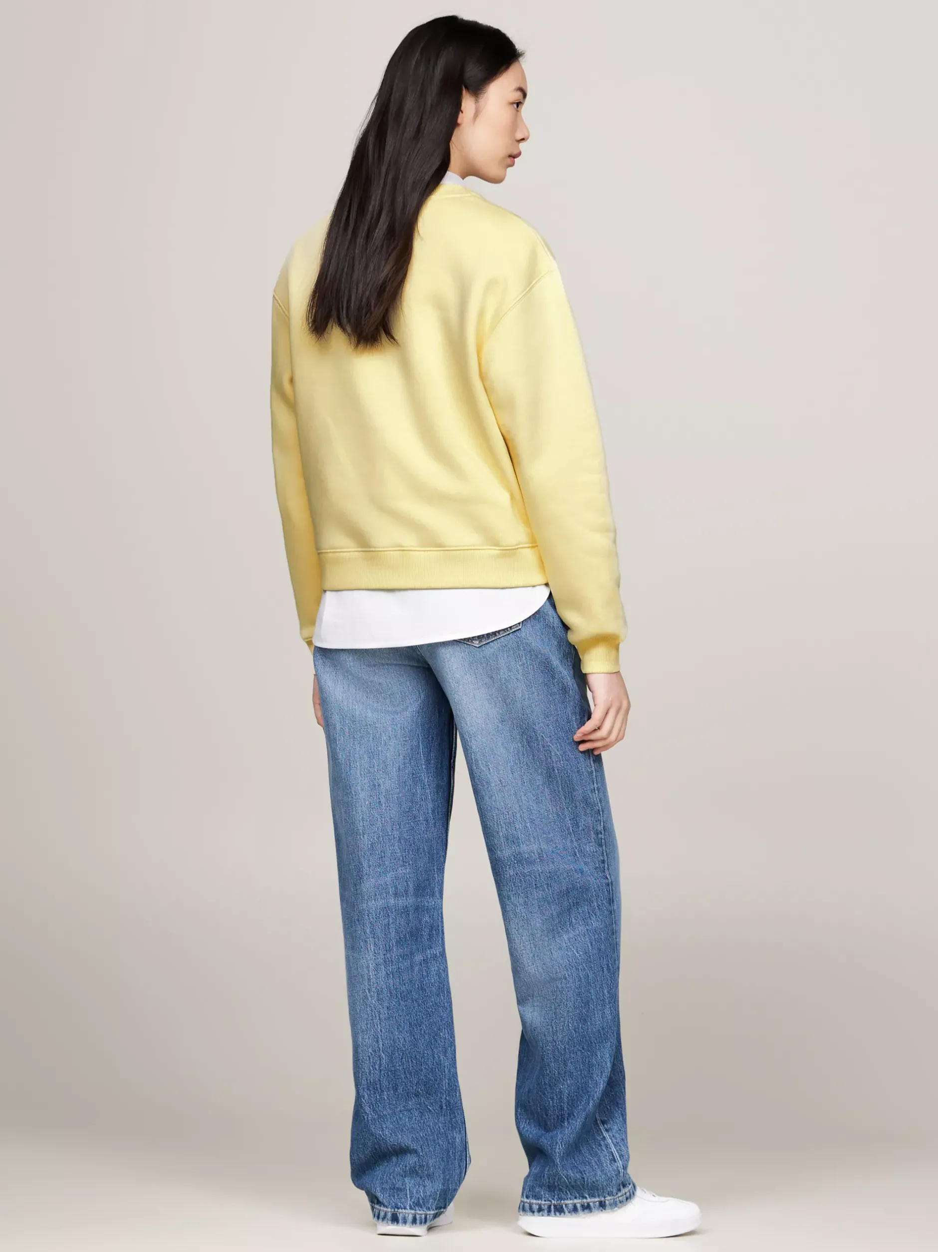 Bluzy Dresowe & Z Kapturem*Tommy Hilfiger Bluza Z Okrągłym Dekoltem I Logo LEMON ZEST