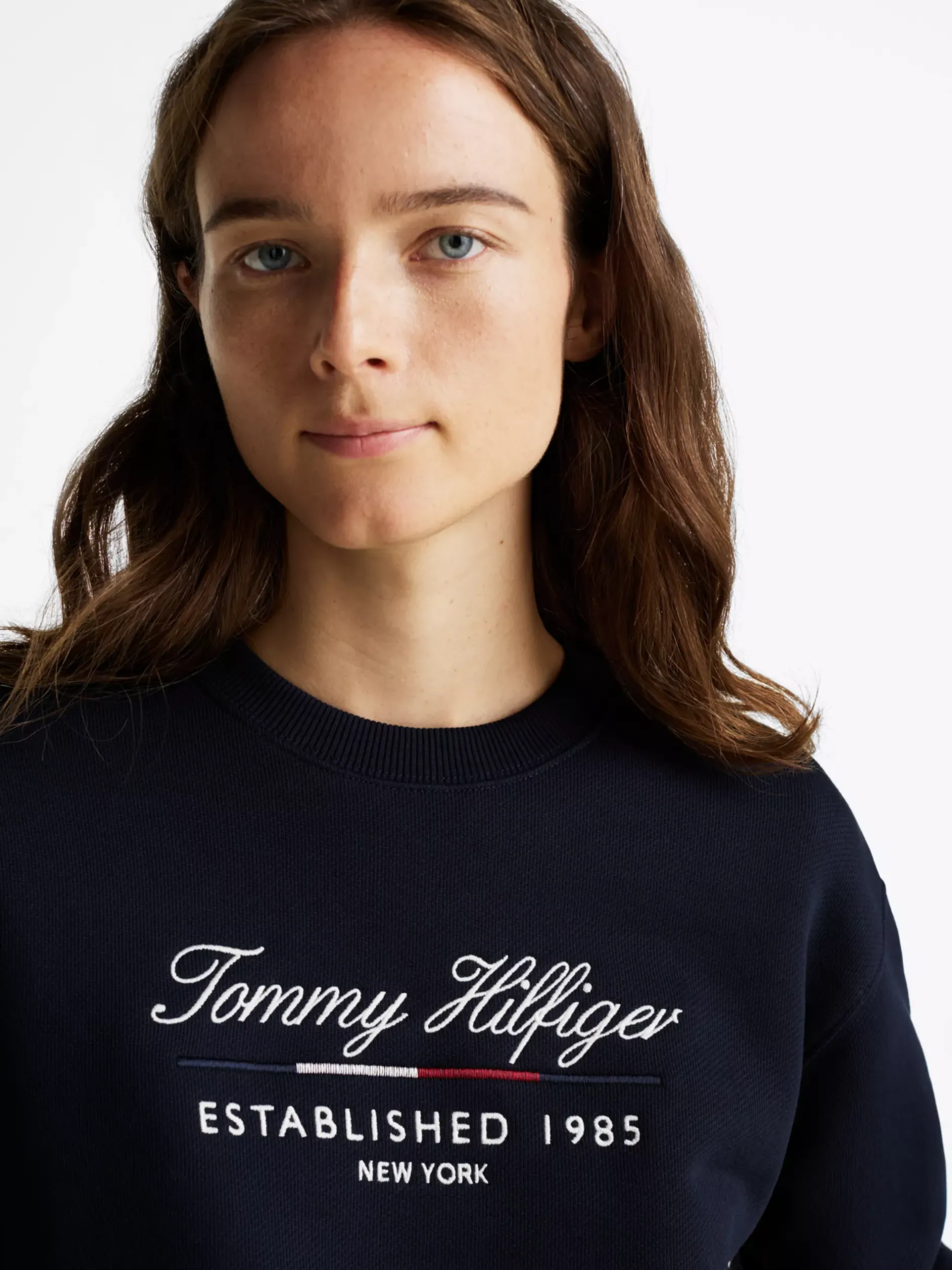 Bluzy Dresowe & Z Kapturem*Tommy Hilfiger Bluza Z Okrągłym Dekoltem I Logo DESERT SKY