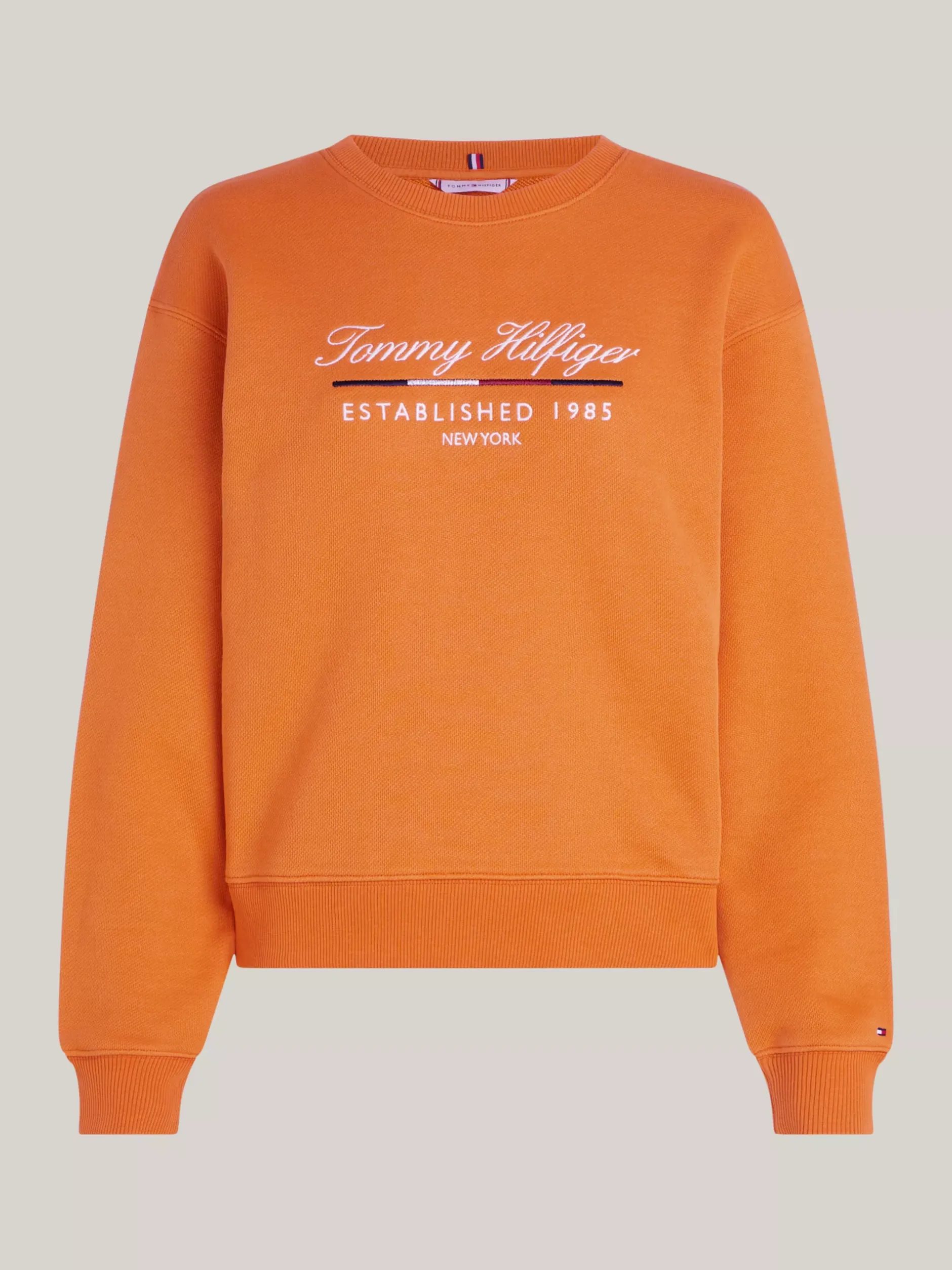 Bluzy Dresowe & Z Kapturem*Tommy Hilfiger Bluza Z Okrągłym Dekoltem I Logo AUTUMN ORANGE