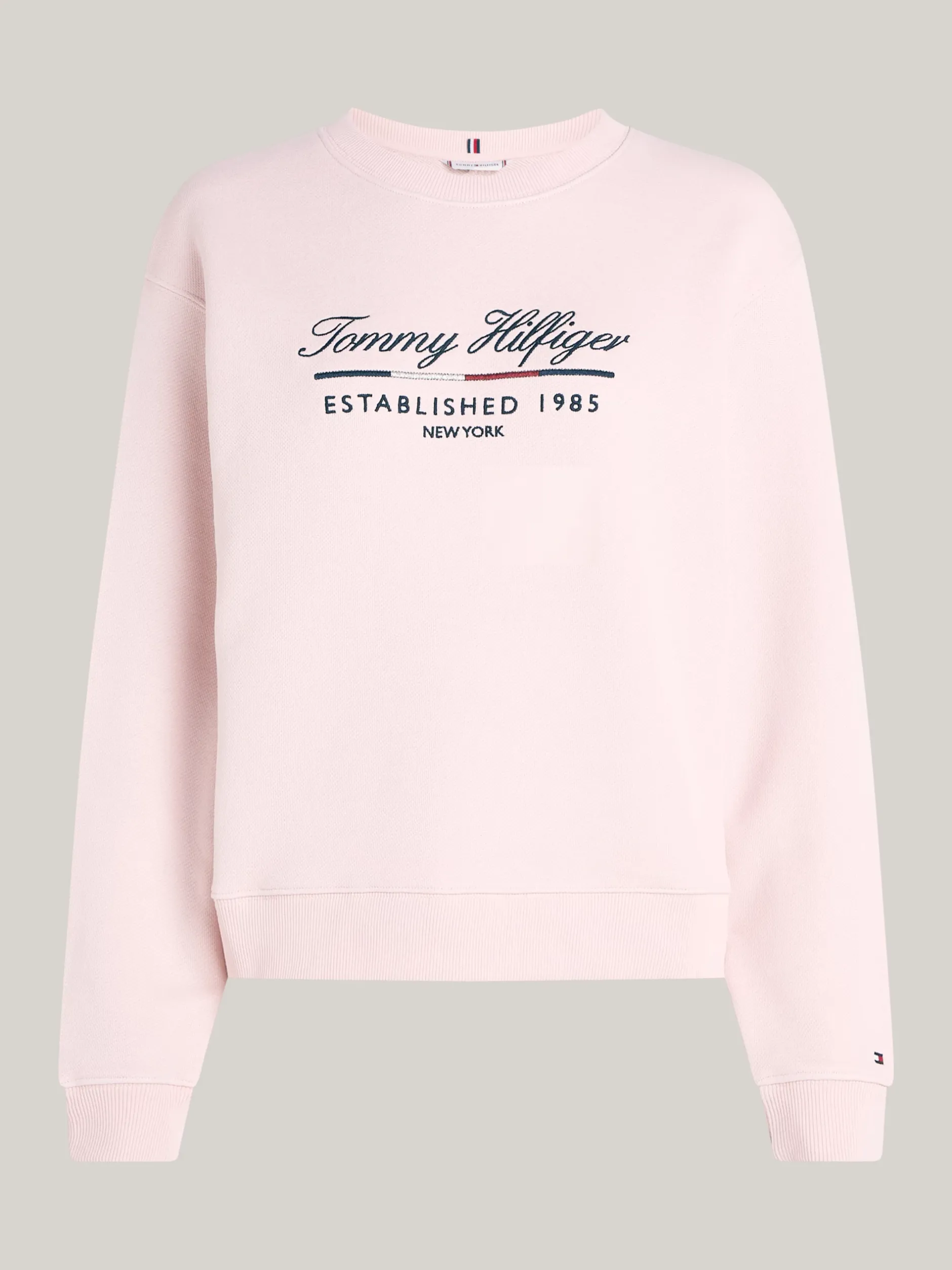 Bluzy Dresowe & Z Kapturem*Tommy Hilfiger Bluza Z Okrągłym Dekoltem I Logo DELICATE PINK