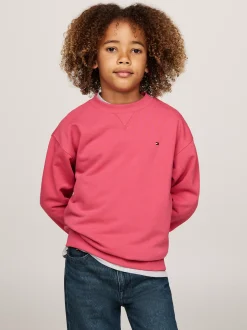 Bluzy Dresowe I Z Kapturem|Bluzy Dresowe I Z Kapturem*Tommy Hilfiger Bluza Z Okrągłym Dekoltem Z Flagą HERITAGE PINK