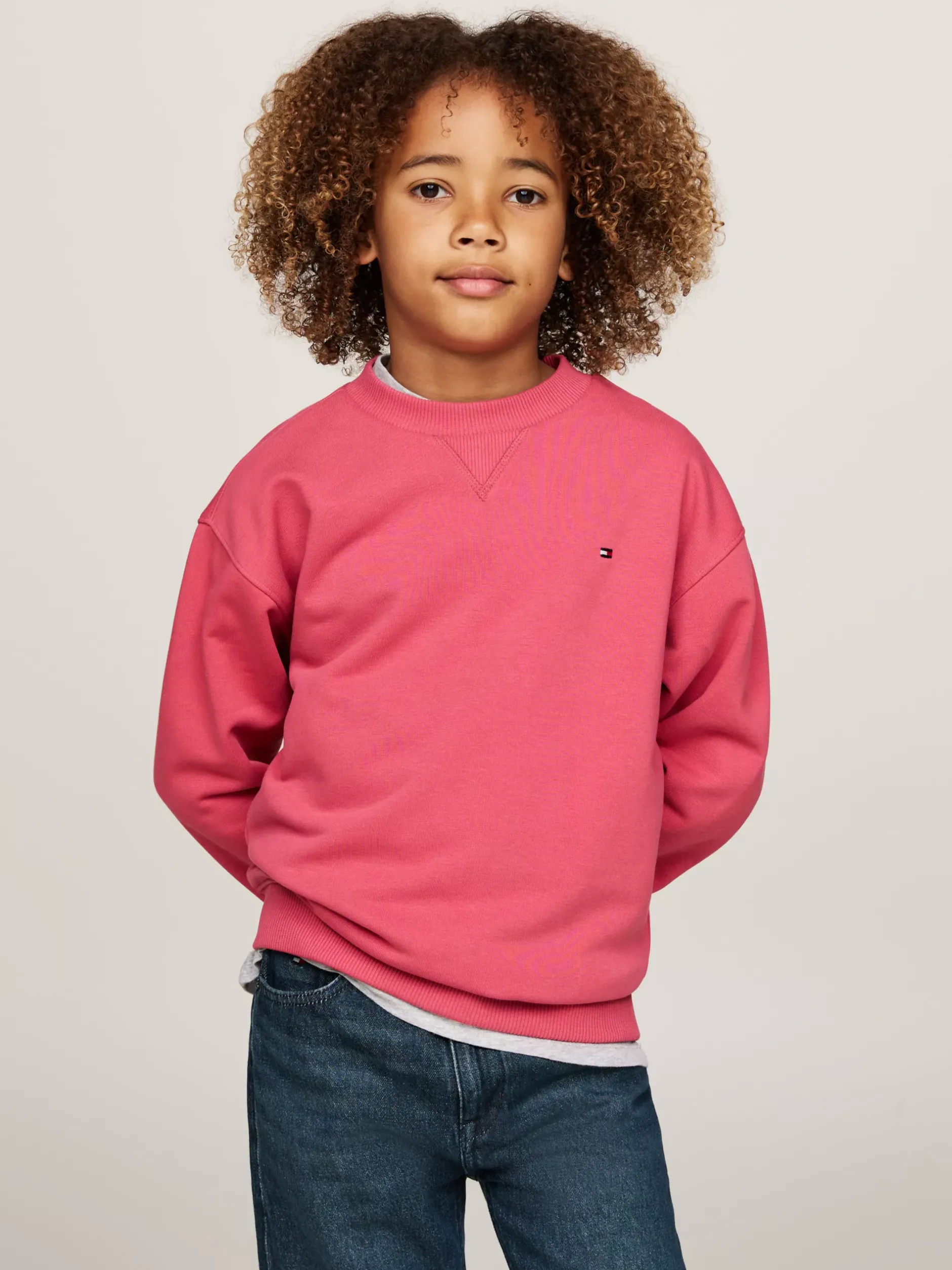 Bluzy Dresowe I Z Kapturem|Bluzy Dresowe I Z Kapturem*Tommy Hilfiger Bluza Z Okrągłym Dekoltem Z Flagą HERITAGE PINK