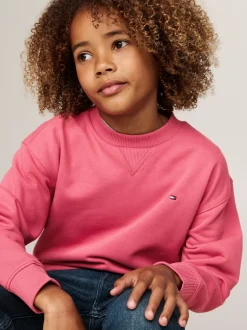 Bluzy Dresowe I Z Kapturem|Bluzy Dresowe I Z Kapturem*Tommy Hilfiger Bluza Z Okrągłym Dekoltem Z Flagą HERITAGE PINK