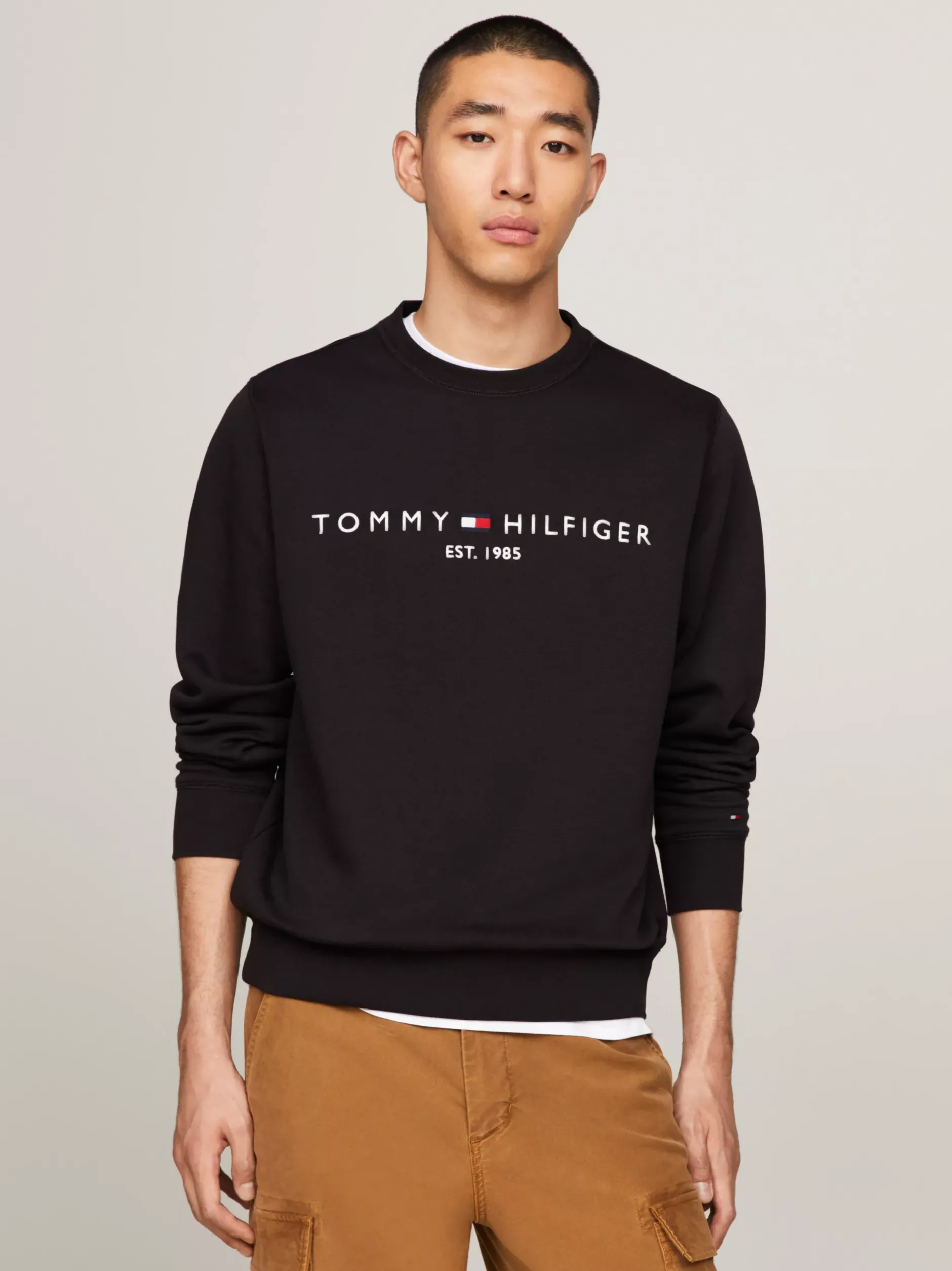 Dresy|Bluzy Dresowe & Z Kapturem*Tommy Hilfiger Bluza Z Okrągłym Dekoltem Z Logo BLACK