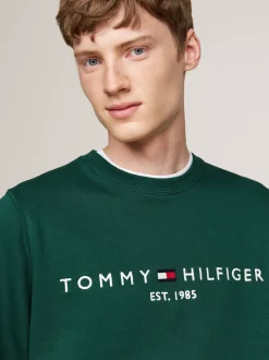 Bluzy Dresowe & Z Kapturem*Tommy Hilfiger Bluza Z Okrągłym Dekoltem Z Logo ORNAMENTAL GREEN