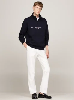 Bluzy Dresowe & Z Kapturem|Dresy*Tommy Hilfiger Bluza Z Półgolfem I Zamkiem Do 1/4 Długości DESERT SKY