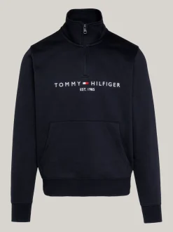 Bluzy Dresowe & Z Kapturem|Dresy*Tommy Hilfiger Bluza Z Półgolfem I Zamkiem Do 1/4 Długości DESERT SKY