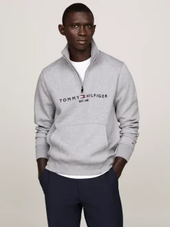 Bluzy Dresowe & Z Kapturem*Tommy Hilfiger Bluza Z Półgolfem I Zamkiem Do 1/4 Długości MEDIUM GREY HEATHER