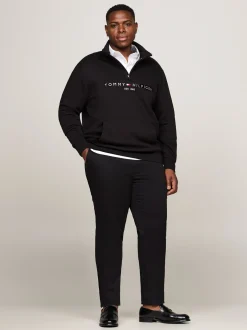 Bluzy Dresowe & Z Kapturem*Tommy Hilfiger Bluza Z Półgolfem Z Kolekcji Plus BLACK