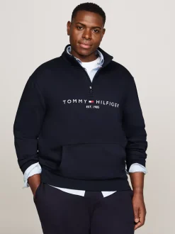 Bluzy Dresowe & Z Kapturem*Tommy Hilfiger Bluza Z Półgolfem Z Kolekcji Plus DESERT SKY