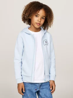 Bluzy Dresowe I Z Kapturem*Tommy Hilfiger Bluza Z Polaru Z Kapturem BREEZY BLUE