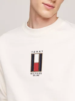 Bluzy Dresowe & Z Kapturem*Tommy Hilfiger Bluza Z Wyszywanym Pionowym Logo IVORY PETAL