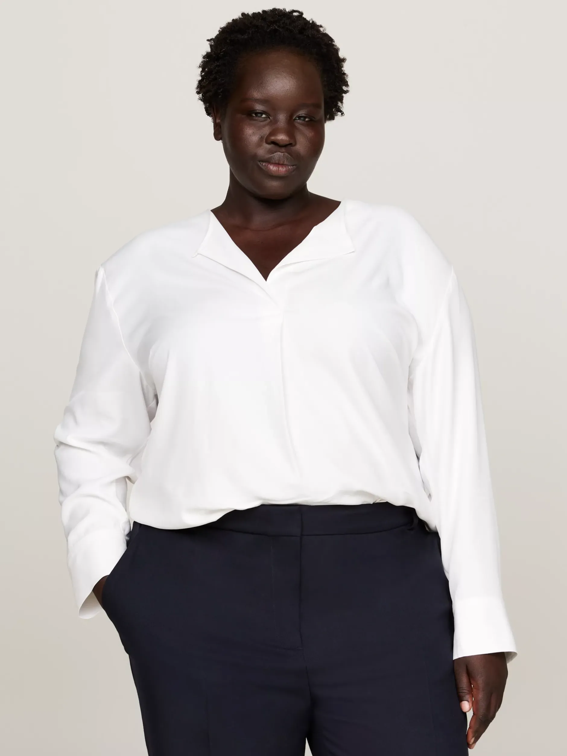 Koszule & Bluzki*Tommy Hilfiger Bluzka Curve O Luźnym Kroju ANCIENT WHITE