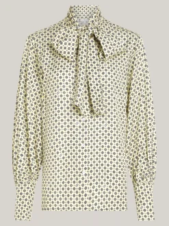 Koszule & Bluzki*Tommy Hilfiger Bluzka Curve W Apaszkowy Wzór Z Wiązaniem HERITAGE FOULARD/ LEMON ZEST