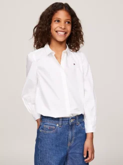 Topy I T-Shirty*Tommy Hilfiger Bluzka Essential Z Marszczonymi Rękawami WHITE
