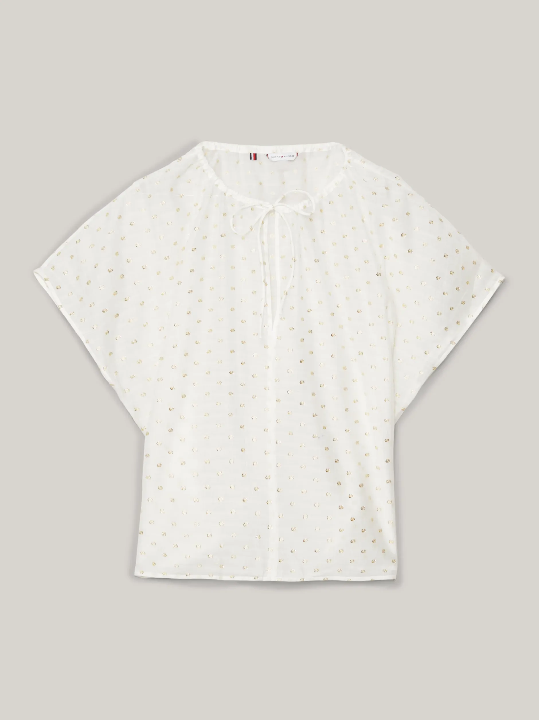 Koszule & Bluzki*Tommy Hilfiger Bluzka O Luźnym Kroju Z Metalicznym Haftem FIL COUPE WHITE/ GOLD