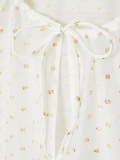 Koszule & Bluzki*Tommy Hilfiger Bluzka O Luźnym Kroju Z Metalicznym Haftem FIL COUPE WHITE/ GOLD