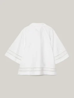Koszule & Bluzki*Tommy Hilfiger Bluzka Z Haftem Angielskim I Monogramem TH TH OPTIC WHITE