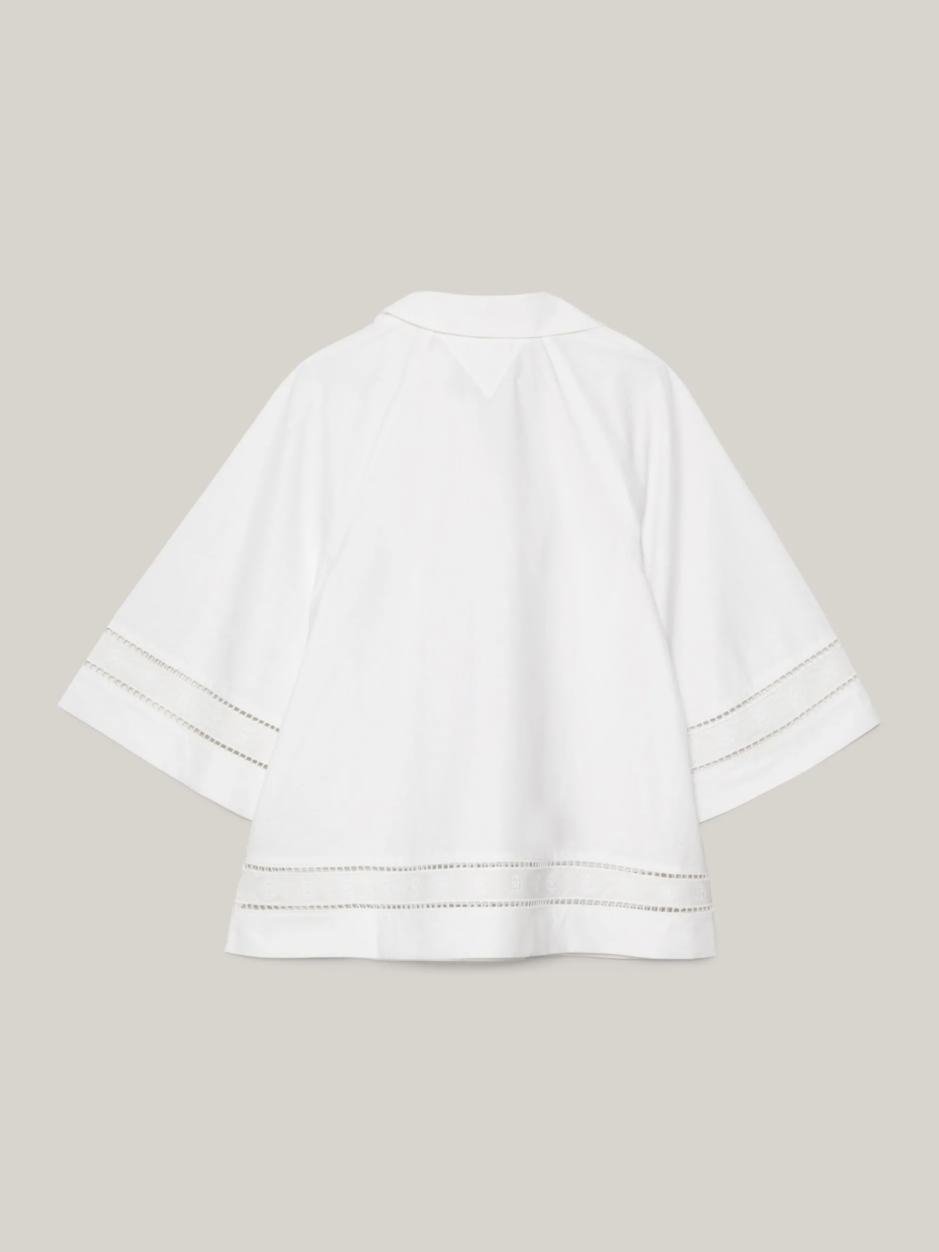 Koszule & Bluzki*Tommy Hilfiger Bluzka Z Haftem Angielskim I Monogramem TH TH OPTIC WHITE