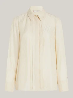 Koszule & Bluzki*Tommy Hilfiger Bluzka Z Jedwabiu W żakardowy Wzór DIAMOND FLAG JACQUARD/ CREAM