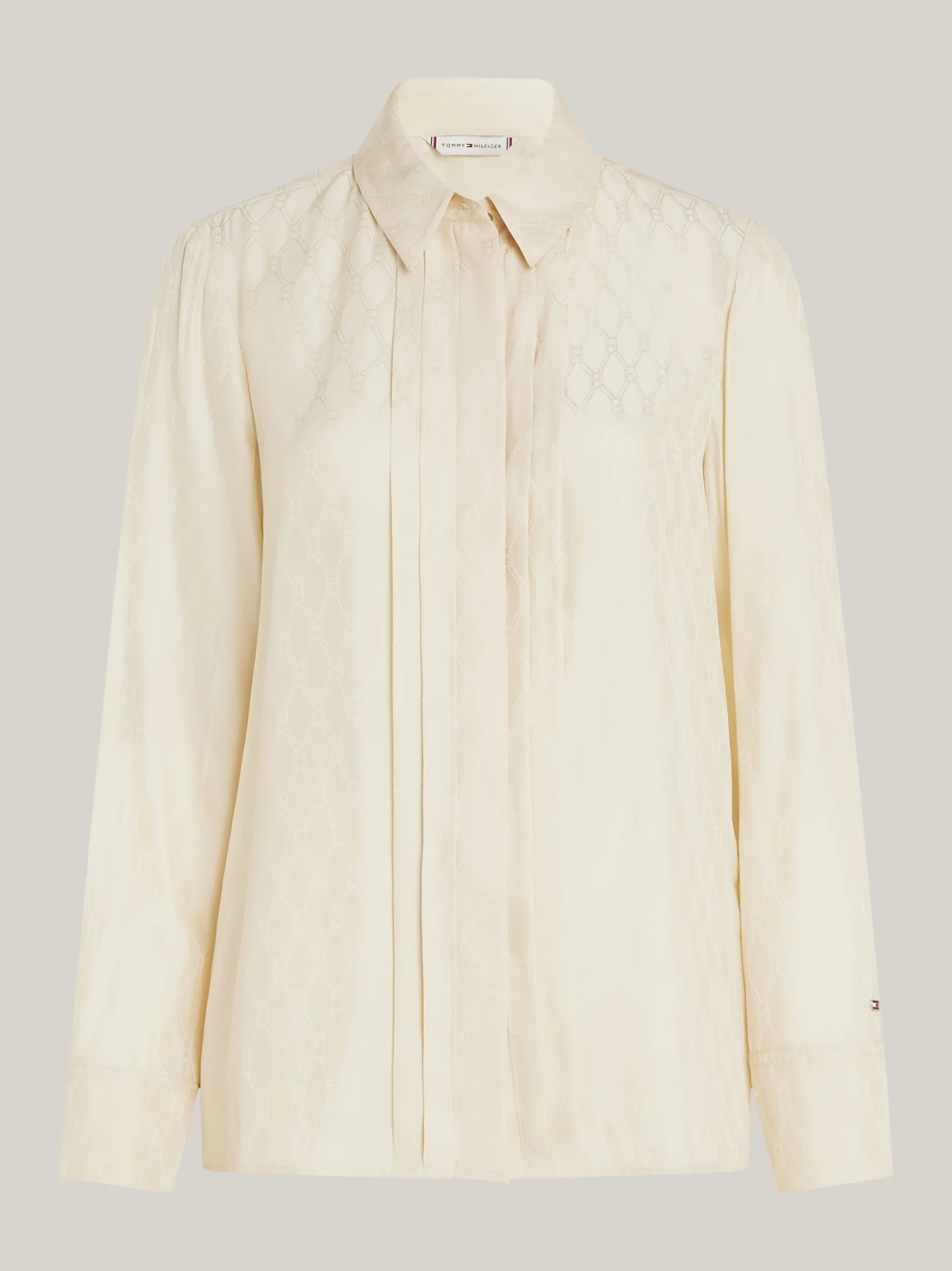 Koszule & Bluzki*Tommy Hilfiger Bluzka Z Jedwabiu W żakardowy Wzór DIAMOND FLAG JACQUARD/ CREAM