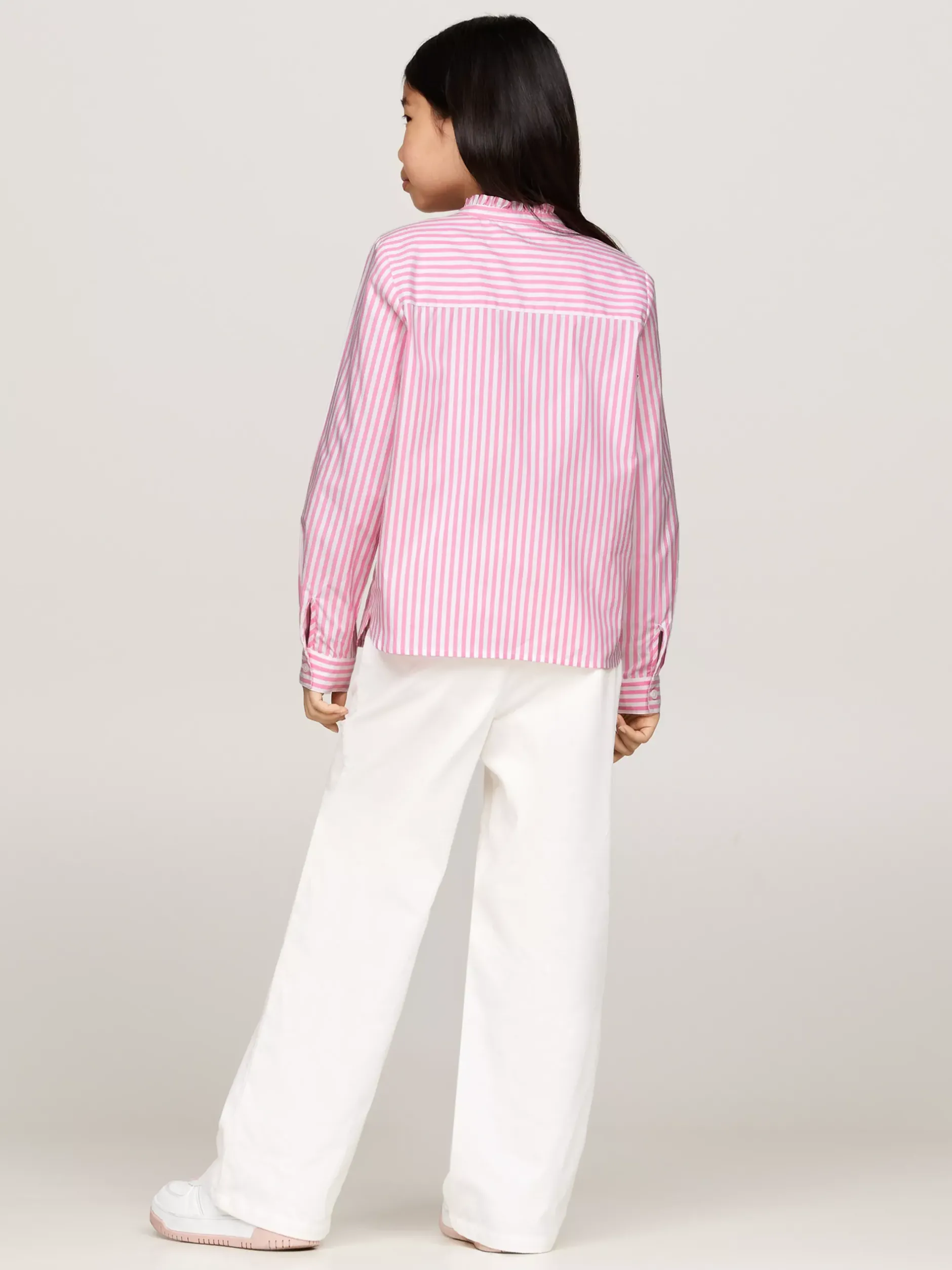 Topy I T-Shirty*Tommy Hilfiger Bluzka Z Kołnierzykiem Z Falbanką PINK / OPTIC WHITE