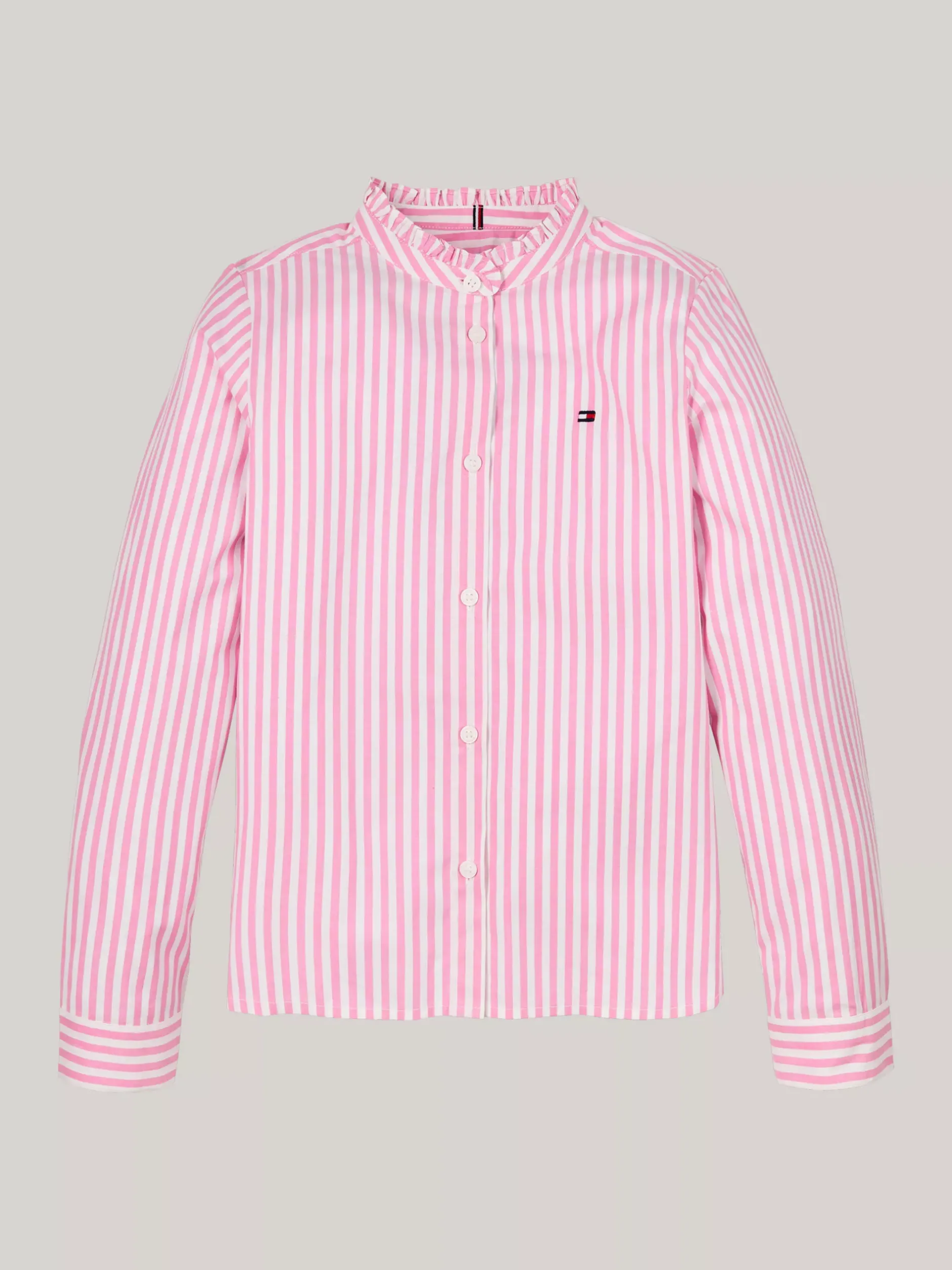 Topy I T-Shirty*Tommy Hilfiger Bluzka Z Kołnierzykiem Z Falbanką PINK / OPTIC WHITE