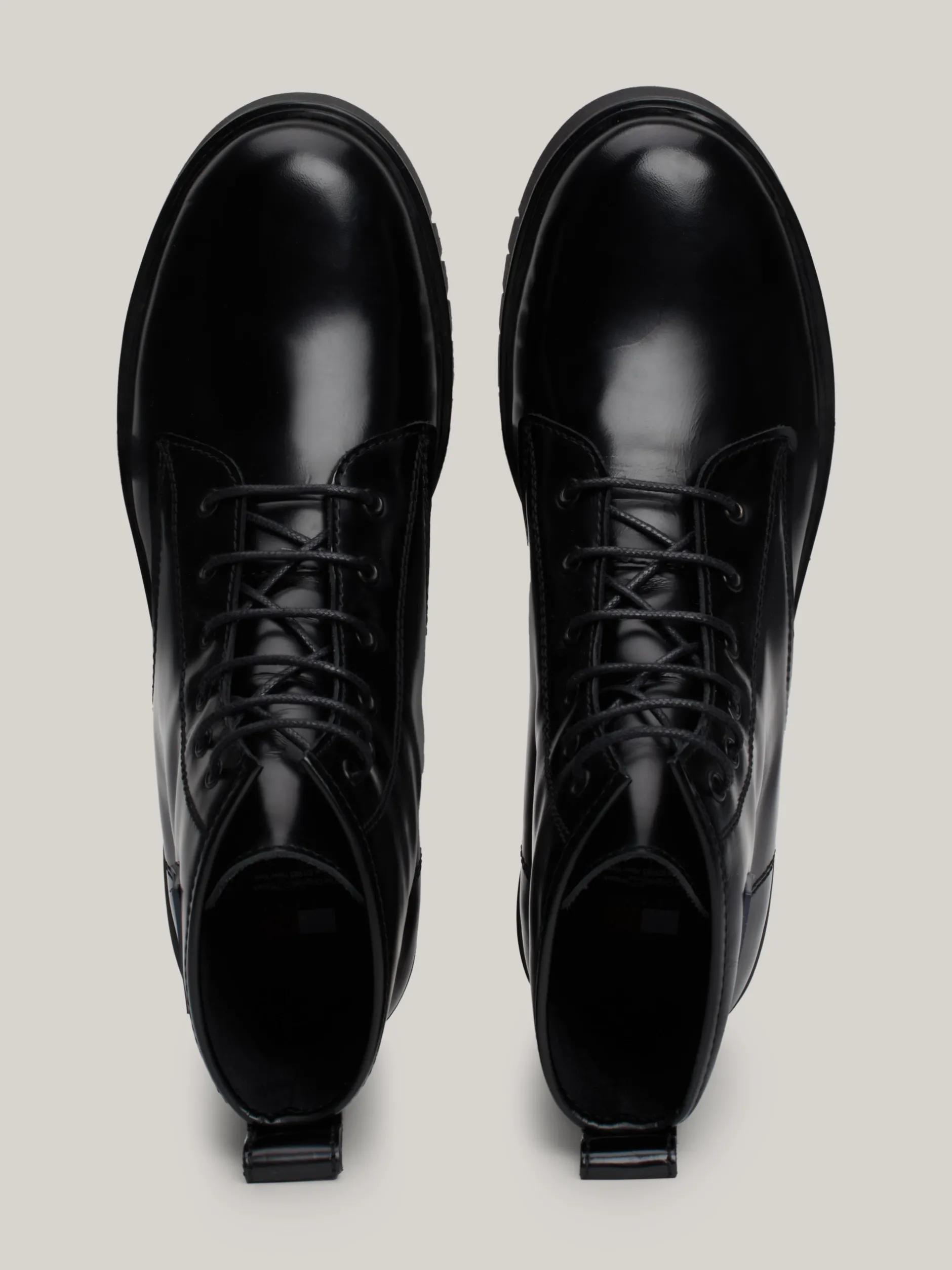 Sznurowane Botki|Botki*Tommy Hilfiger Botki Z Lakierowanej Skóry Z Protektorem BLACK