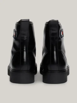 Sznurowane Botki|Botki*Tommy Hilfiger Botki Z Lakierowanej Skóry Z Protektorem BLACK