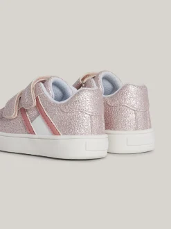 Obuwie I Akcesoria*Tommy Hilfiger Brokatowe Buty Sportowe Z Zapięciem Na Rzep PINK