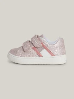 Obuwie I Akcesoria*Tommy Hilfiger Brokatowe Buty Sportowe Z Zapięciem Na Rzep PINK