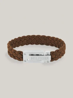 Biżuteria & Spinki Do Mankietów*Tommy Hilfiger Brązowa Pleciona Bransoletka Z Zamszu BROWN