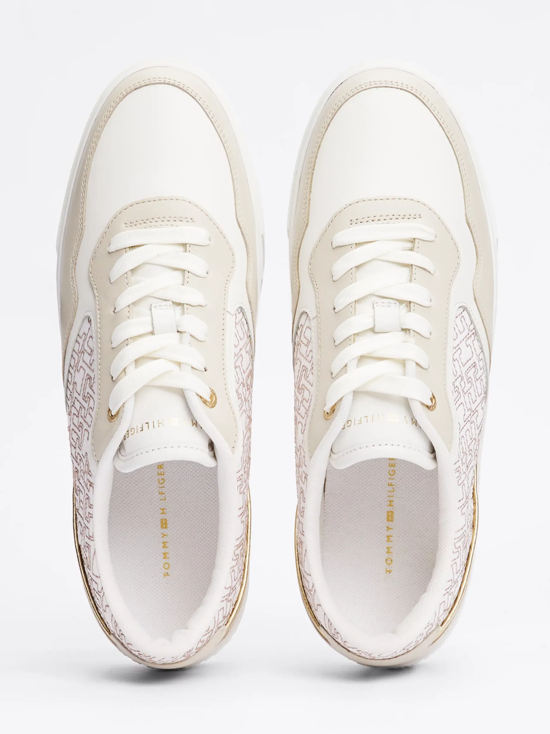 Sneakersy*Tommy Hilfiger Buty Sportowe Na Platformie Z Monogramem TH ECRU/WHITE