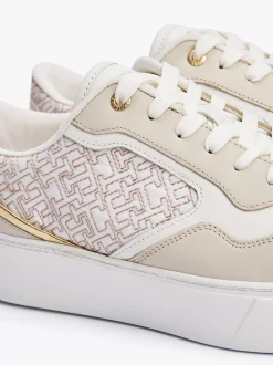 Sneakersy*Tommy Hilfiger Buty Sportowe Na Platformie Z Monogramem TH ECRU/WHITE