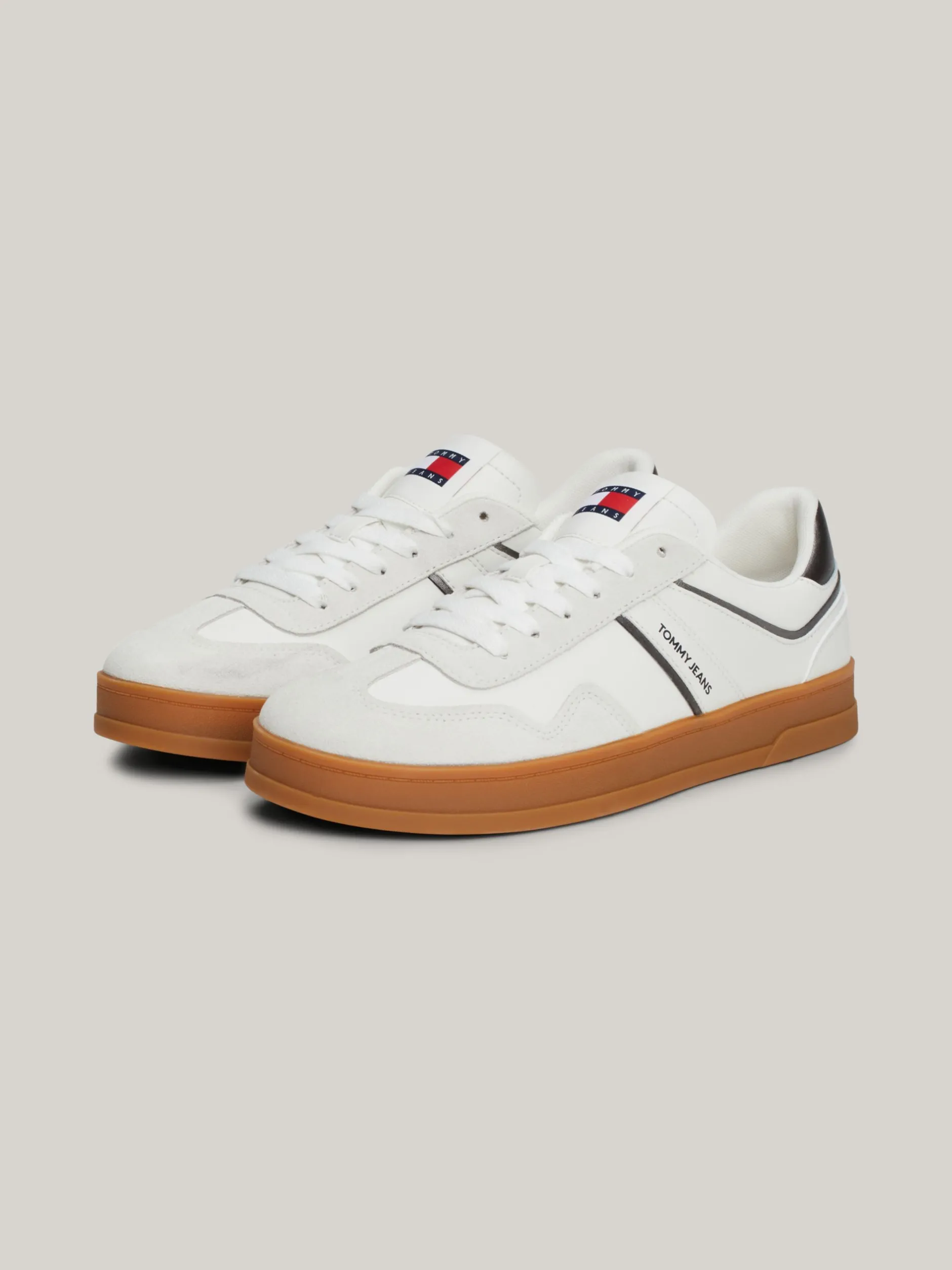 Sneakersy*Tommy Hilfiger Buty Sportowe Ze Skóry Greenwich Z Logo WARM STONE
