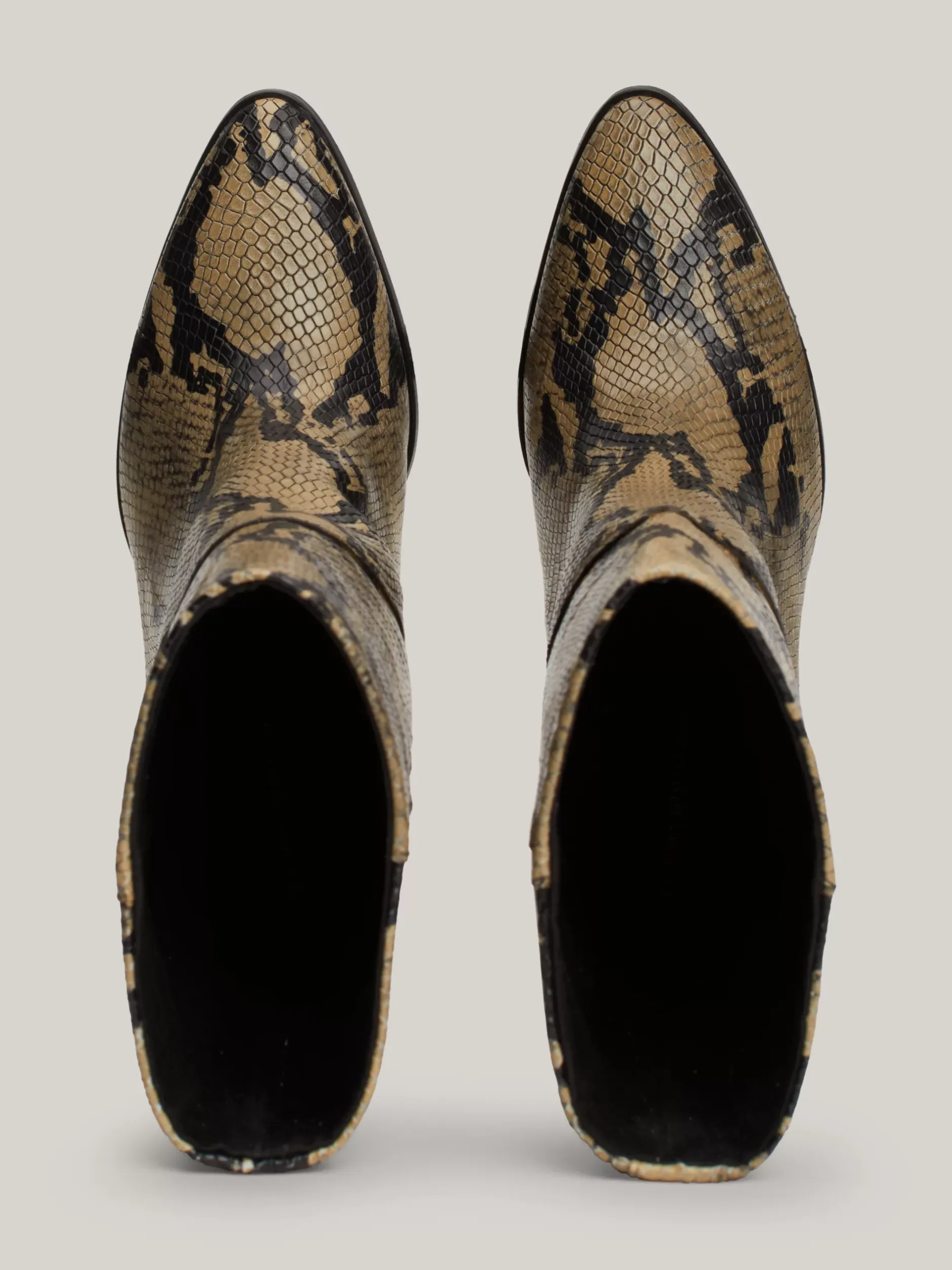 Botki*Tommy Hilfiger Buty Ze Skóry Z Wytłaczanym Wężowym Wzorem NEUTRAL PYTHON