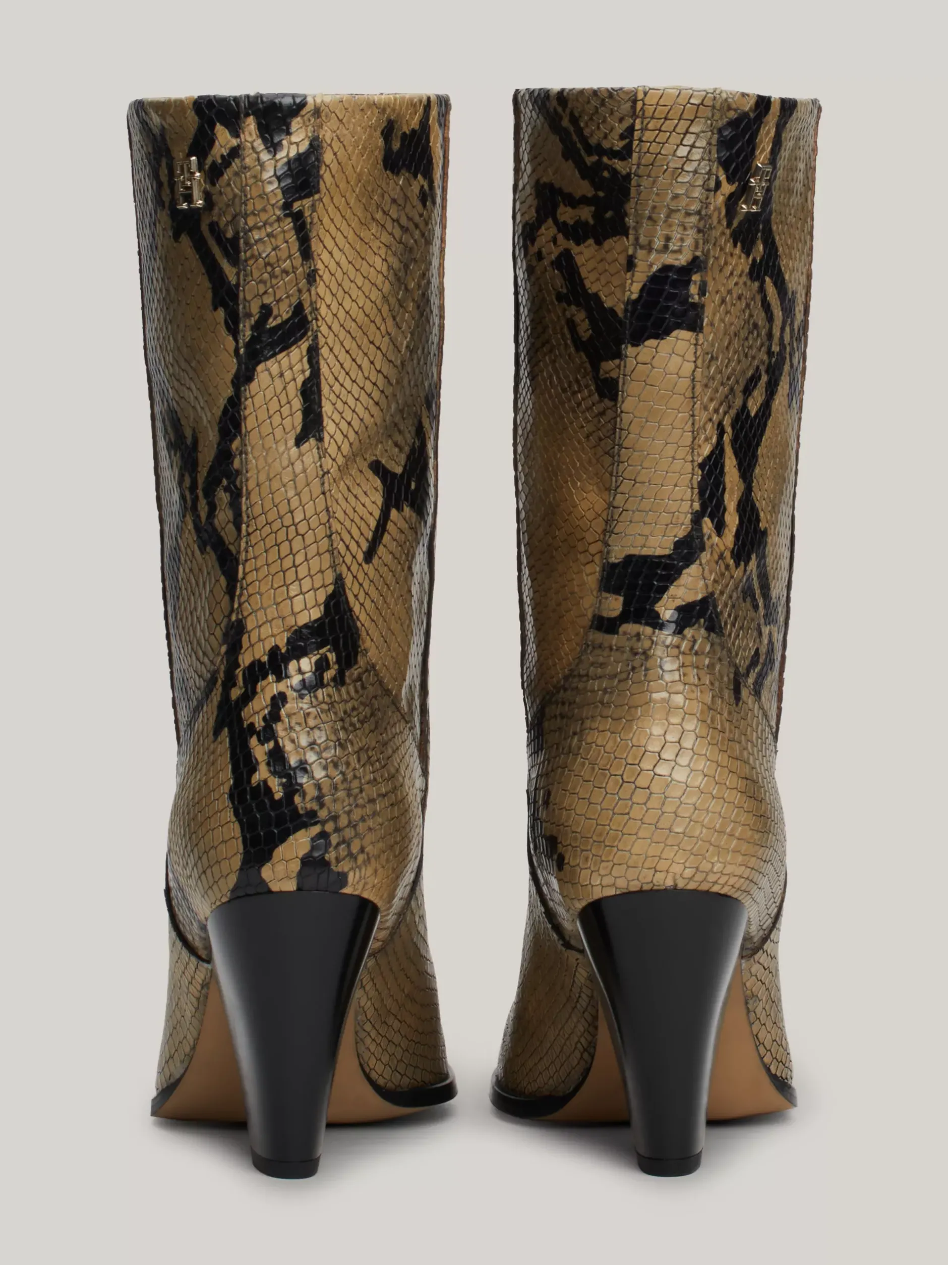 Botki*Tommy Hilfiger Buty Ze Skóry Z Wytłaczanym Wężowym Wzorem NEUTRAL PYTHON
