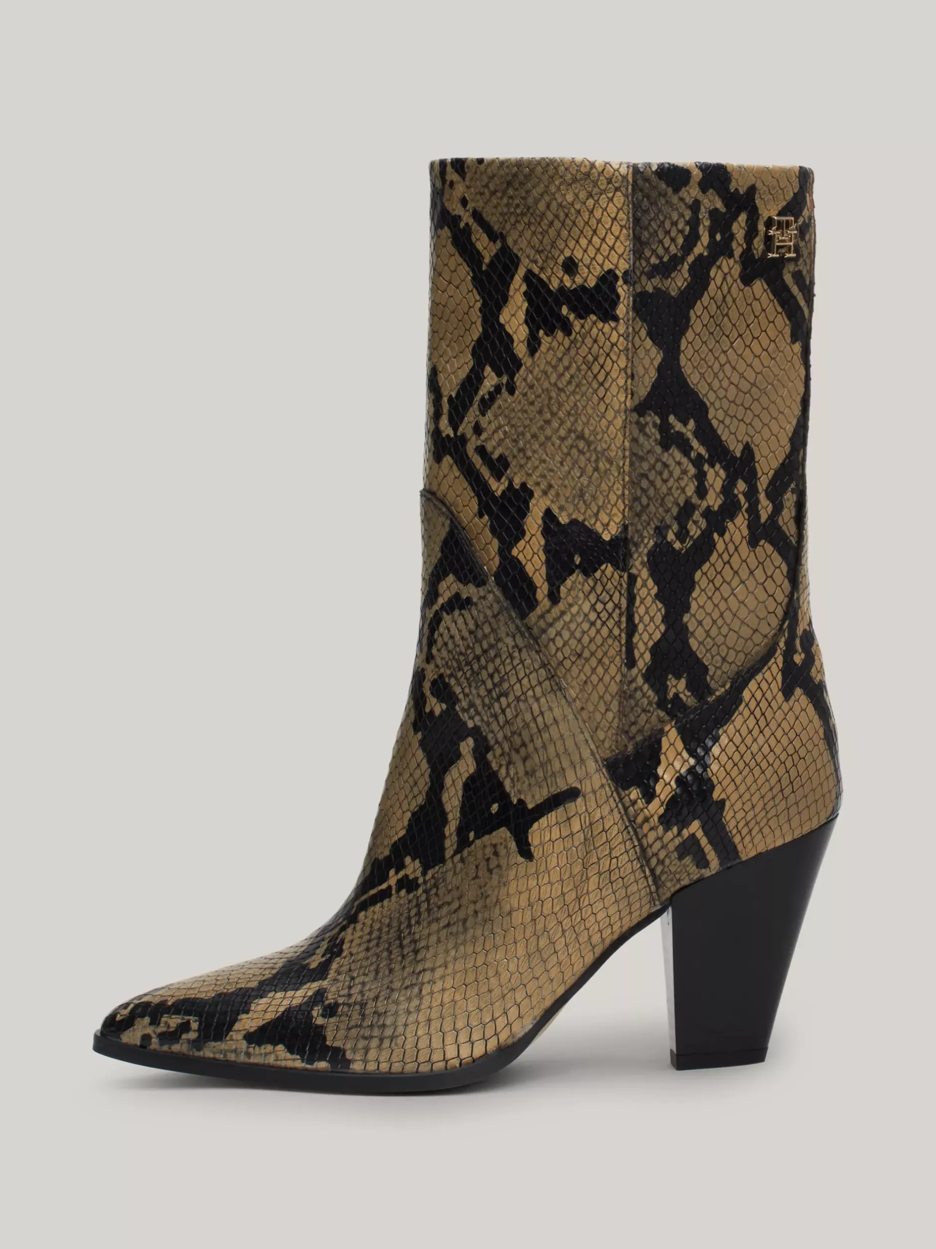 Botki*Tommy Hilfiger Buty Ze Skóry Z Wytłaczanym Wężowym Wzorem NEUTRAL PYTHON
