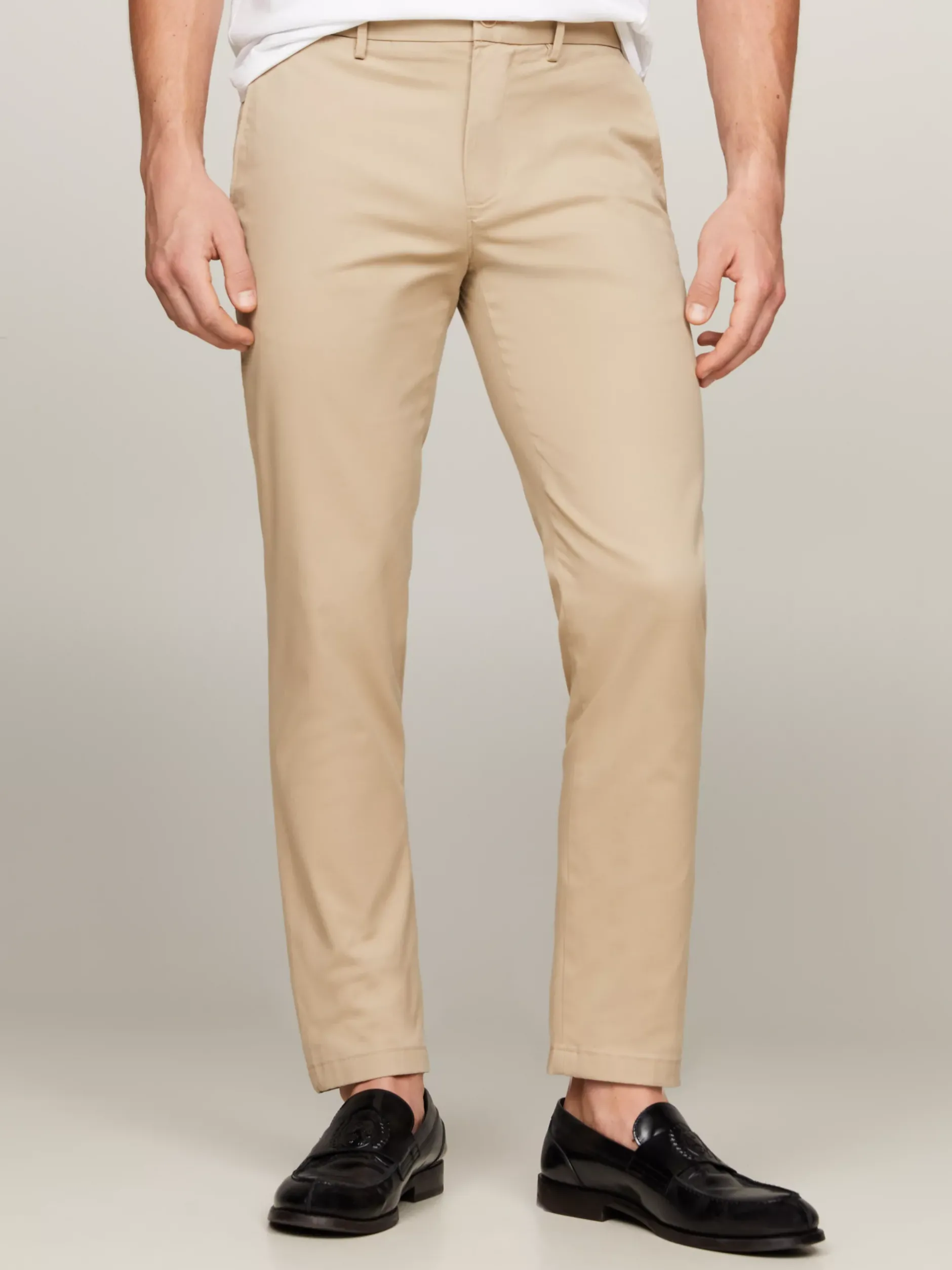 Spodnie*Tommy Hilfiger Chinosy Bleecker Z Bawełny Ze Stretchem BATIQUE KHAKI