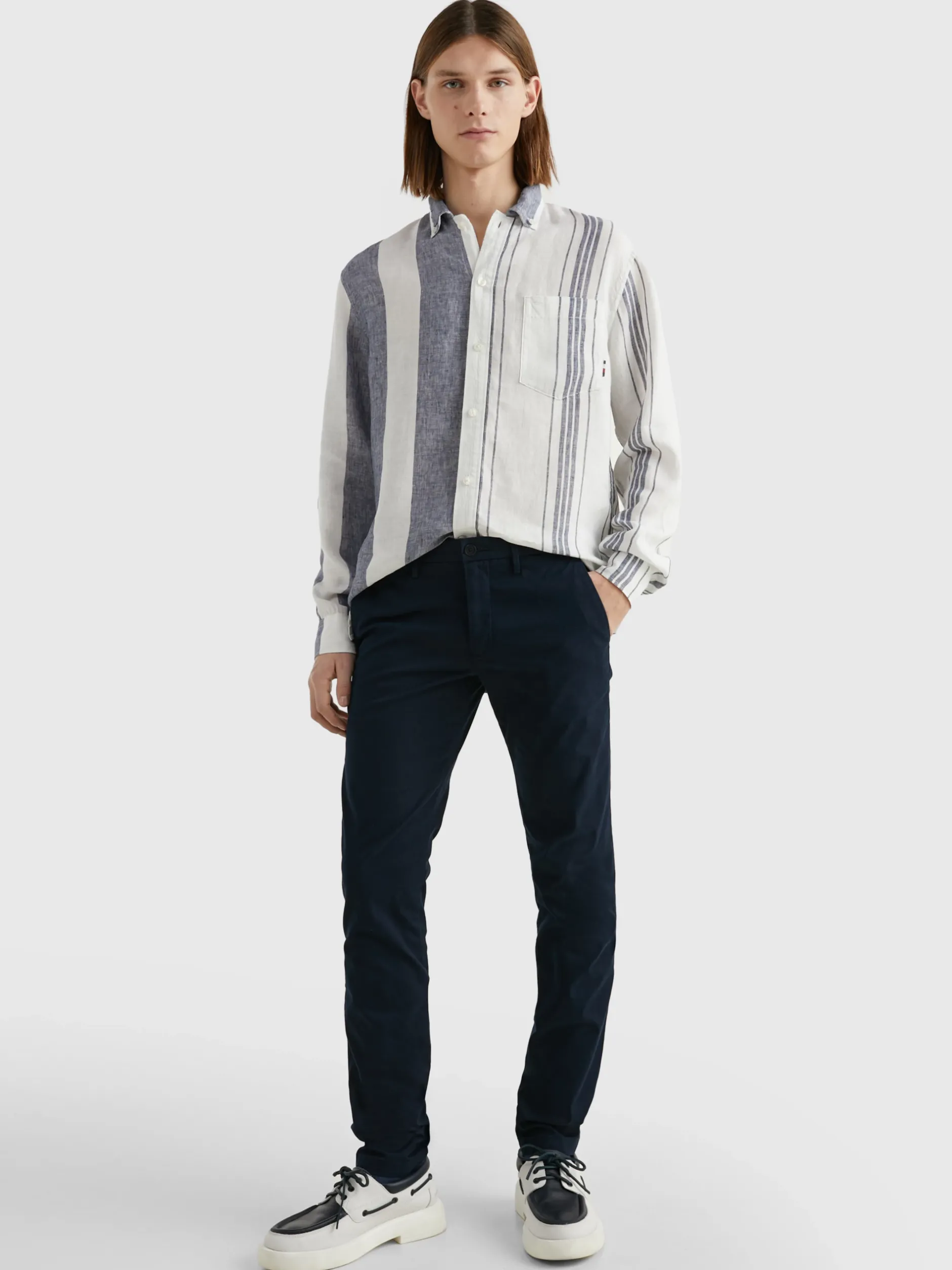 Spodnie*Tommy Hilfiger Chinosy Bleecker Z Bawełny Ze Stretchem DESERT SKY