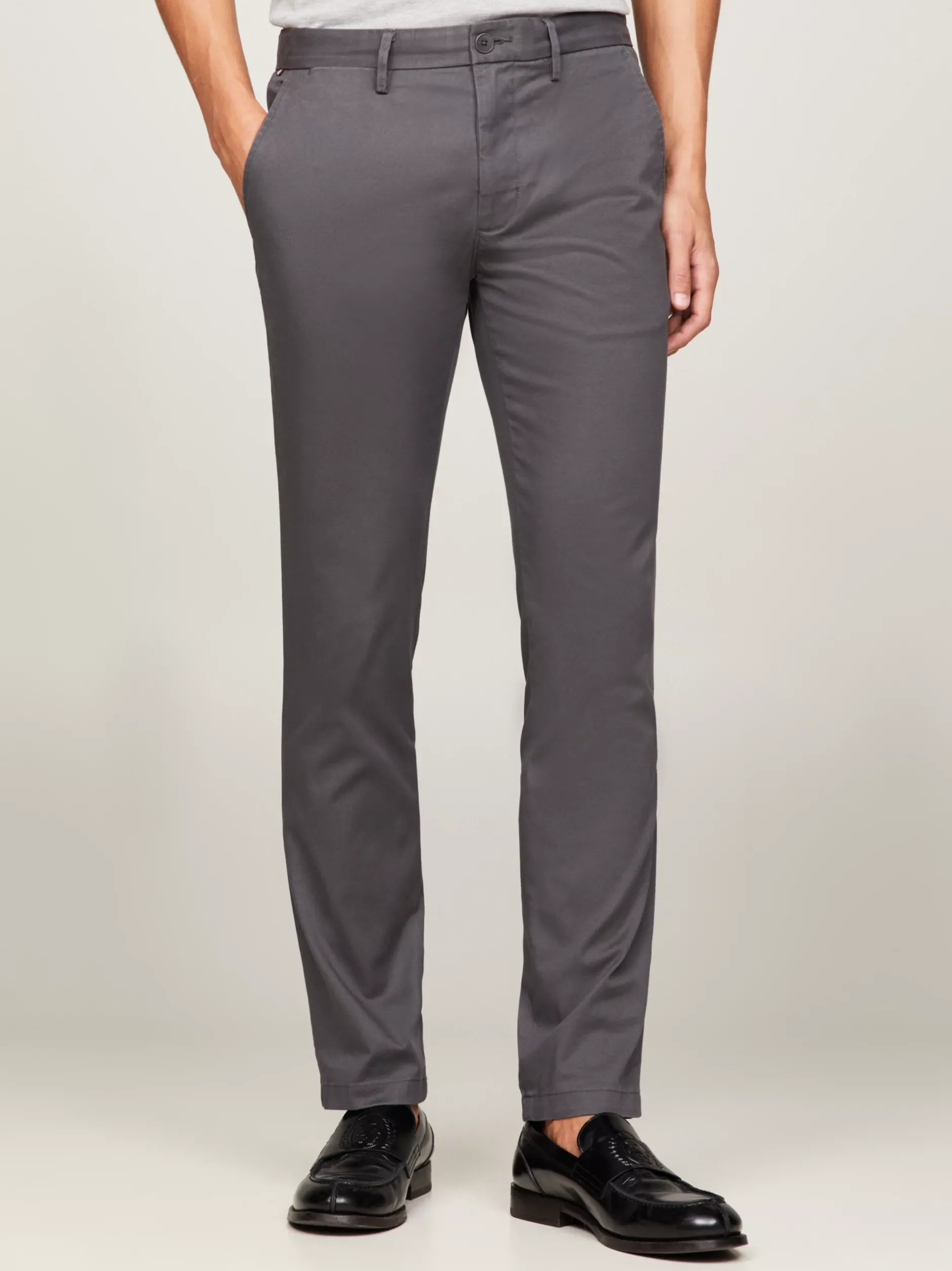 Spodnie*Tommy Hilfiger Chinosy Bleecker Z Bawełny Ze Stretchem DARK ASH