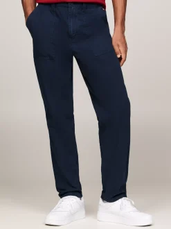 Spodnie*Tommy Hilfiger Chinosy Isaac Z Płótna DARK NIGHT NAVY